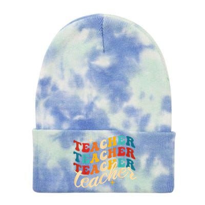 Retro Sunset Teacher Grvooy Back To School For Teacher Tie Dye 12in Knit Beanie