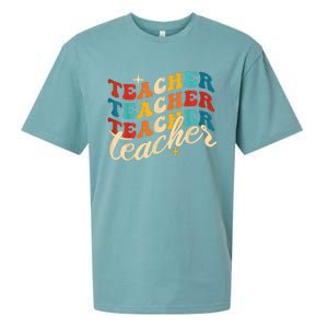 Retro Sunset Teacher Grvooy Back To School For Teacher Sueded Cloud Jersey T-Shirt