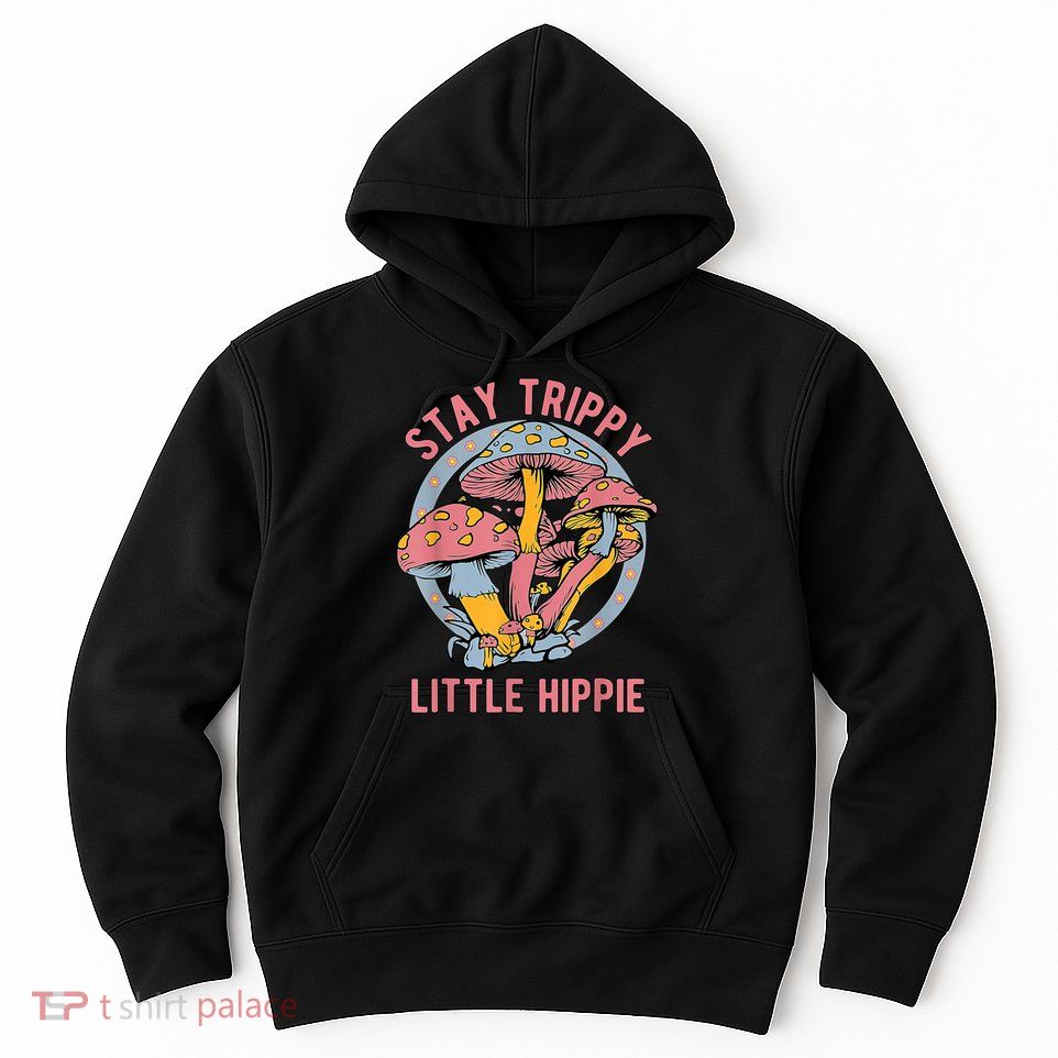 Retro Stay Trippy Little Hippie Groovy Cottagecore Mushroom Hoodie