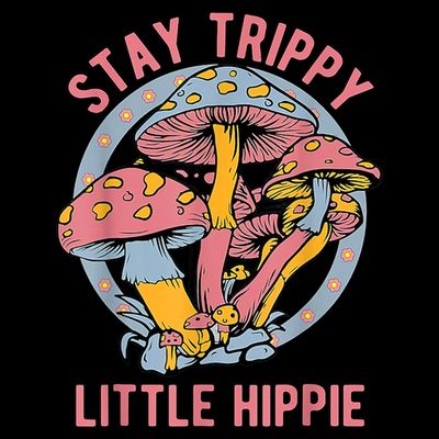 Retro Stay Trippy Little Hippie Groovy Cottagecore Mushroom T-Shirt