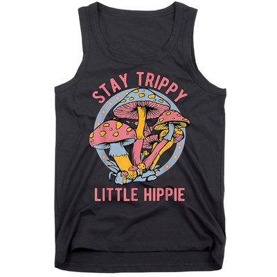 Retro Stay Trippy Little Hippie Groovy Cottagecore Mushroom Tank Top