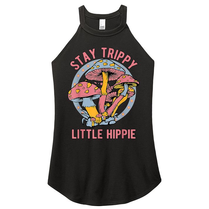 Retro Stay Trippy Little Hippie Groovy Cottagecore Mushroom Women's Perfect Tri Rocker Tank