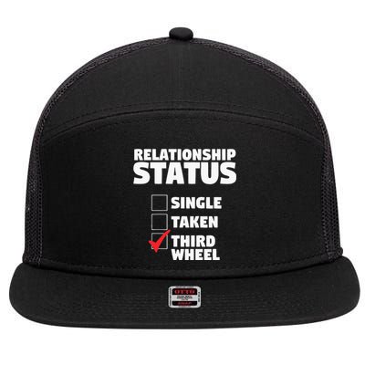 Relationship Status Third Wheel Funny Single 7 Panel Mesh Trucker Snapback Hat