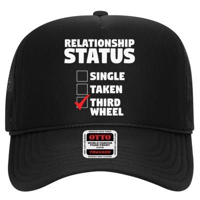 Relationship Status Third Wheel Funny Single High Crown Mesh Back Trucker Hat