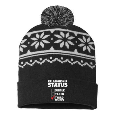 Relationship Status Third Wheel Funny Single USA-Made Snowflake Beanie