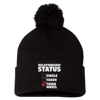 Relationship Status Third Wheel Funny Single Pom Pom 12in Knit Beanie