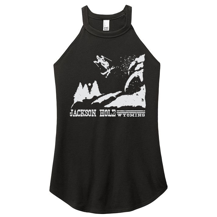 Retro Ski T Shirt Jackson Hole Wyoming Skiing T Shirt Vintage Ski Resort T Shirt Women's Perfect Tri Rocker Tank