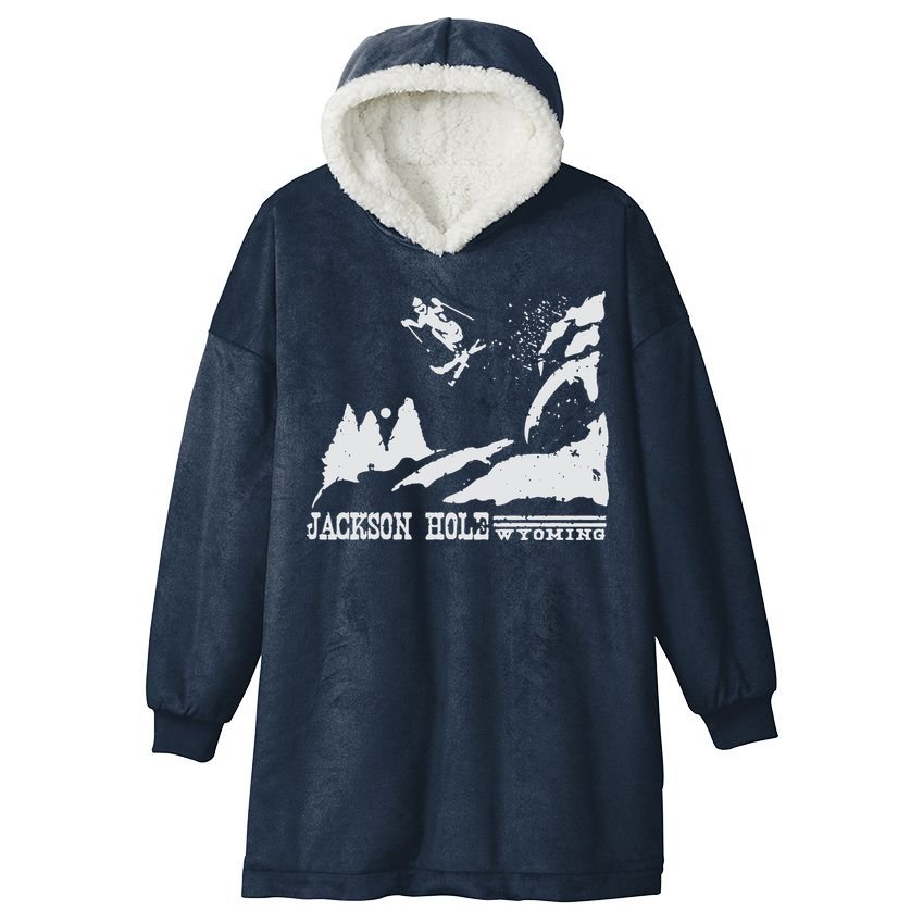 Retro Ski T Shirt Jackson Hole Wyoming Skiing T Shirt Vintage Ski Resort T Shirt Hooded Wearable Blanket
