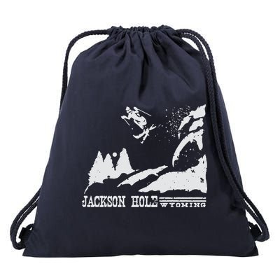 Retro Ski T Shirt Jackson Hole Wyoming Skiing T Shirt Vintage Ski Resort T Shirt Drawstring Bag
