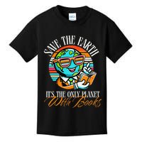 Retro Save The Earth Its The Only Planet with Books Reader Kids T-Shirt