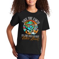 Retro Save The Earth Its The Only Planet with Books Reader Kids T-Shirt