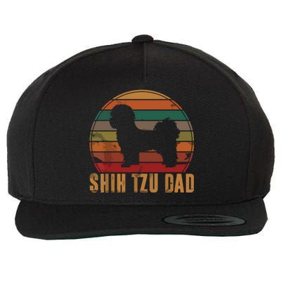 Retro Shih Tzu Dad Gift Daddy Apparel Dog Owner Pet Father Wool Snapback Cap