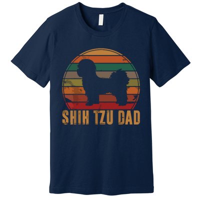 Retro Shih Tzu Dad Gift Daddy Apparel Dog Owner Pet Father Premium T-Shirt