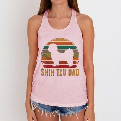 Retro Shih Tzu Dad Gift Daddy Apparel Dog Owner Pet Father Women's Knotted Racerback Tank