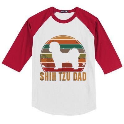 Retro Shih Tzu Dad Gift Daddy Apparel Dog Owner Pet Father Kids Colorblock Raglan Jersey