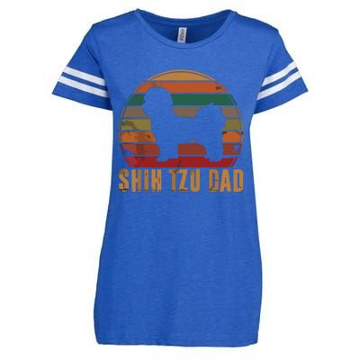 Retro Shih Tzu Dad Gift Daddy Apparel Dog Owner Pet Father Enza Ladies Jersey Football T-Shirt