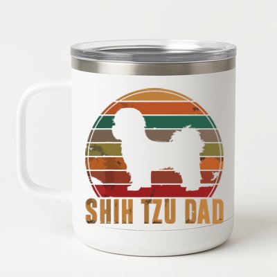 Retro Shih Tzu Dad Gift Daddy Apparel Dog Owner Pet Father 12 oz Stainless Steel Tumbler Cup