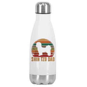 Retro Shih Tzu Dad Gift Daddy Apparel Dog Owner Pet Father Stainless Steel Insulated Water Bottle