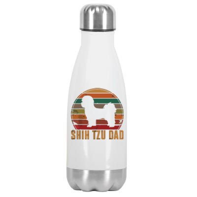 Retro Shih Tzu Dad Gift Daddy Apparel Dog Owner Pet Father Stainless Steel Insulated Water Bottle