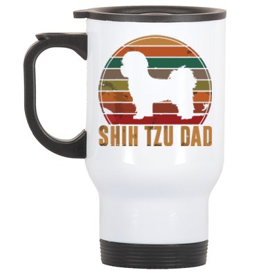 Retro Shih Tzu Dad Gift Daddy Apparel Dog Owner Pet Father Stainless Steel Travel Mug