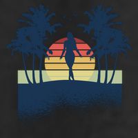 Retro Sunset Tropical Vacation 7 Panel Mesh Trucker Snapback Hat