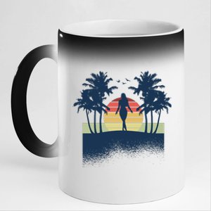 Retro Sunset Tropical Vacation 11oz Black Color Changing Mug