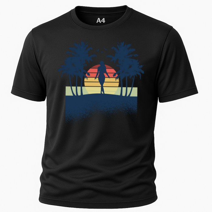 Retro Sunset Tropical Vacation Cooling Performance Crew T-Shirt