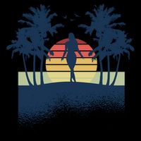 Retro Sunset Tropical Vacation Cooling Performance Crew T-Shirt