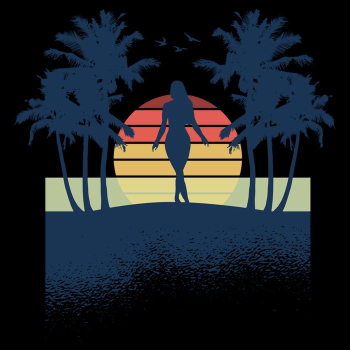Retro Sunset Tropical Vacation Cooling Performance Crew T-Shirt