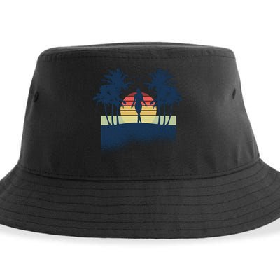 Retro Sunset Tropical Vacation Sustainable Bucket Hat