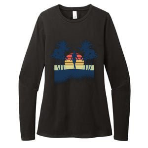 Retro Sunset Tropical Vacation Womens CVC Long Sleeve Shirt