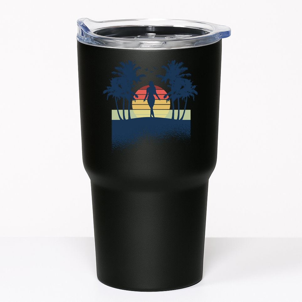Retro Sunset Tropical Vacation Tumbler