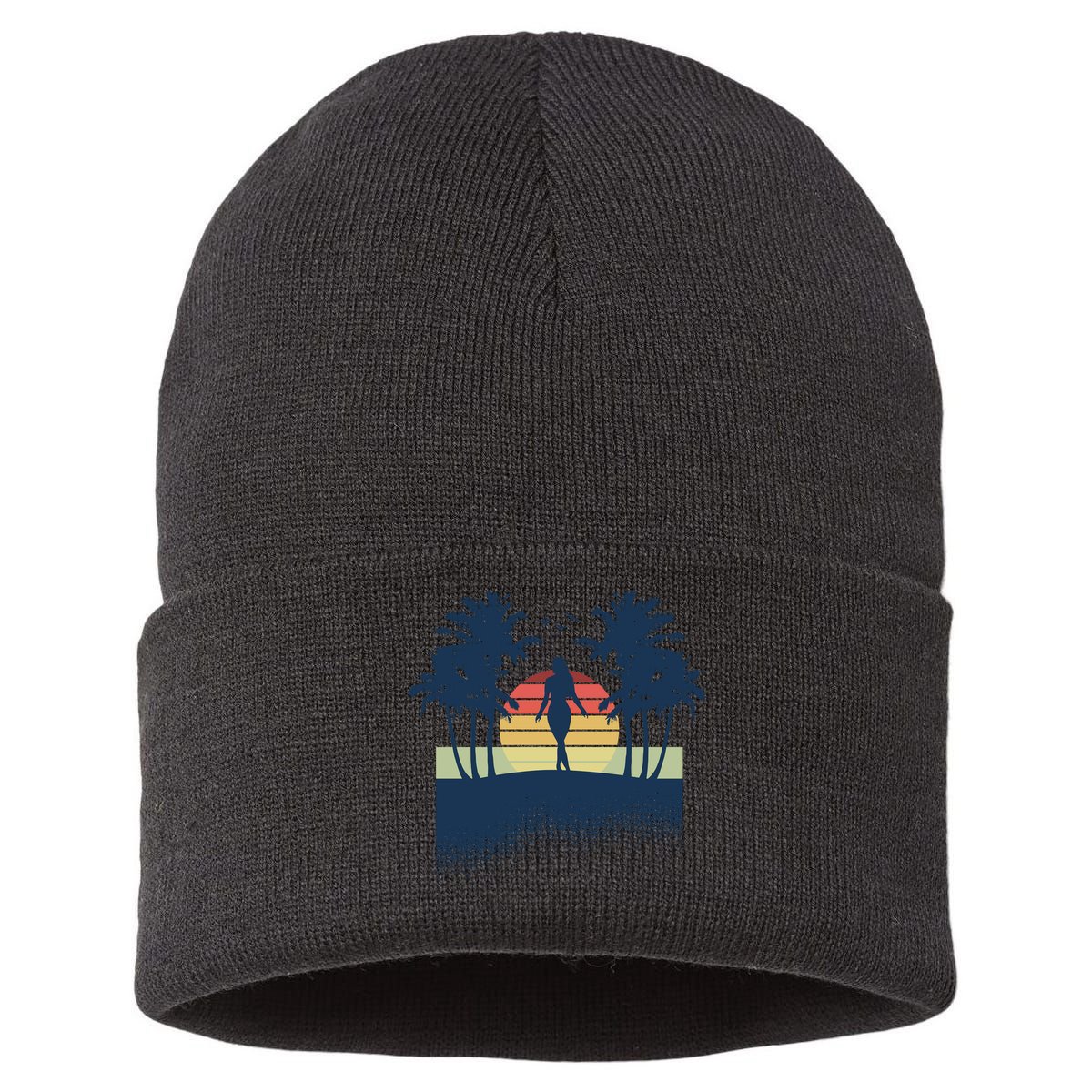 Retro Sunset Tropical Vacation Sustainable Knit Beanie