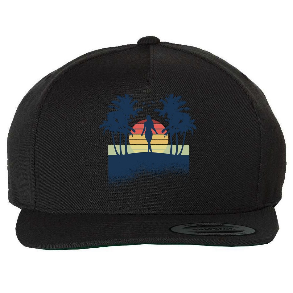 Retro Sunset Tropical Vacation Wool Snapback Cap