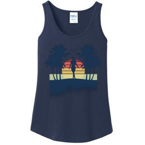 Retro Sunset Tropical Vacation Ladies Essential Tank