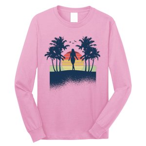 Retro Sunset Tropical Vacation Long Sleeve Shirt