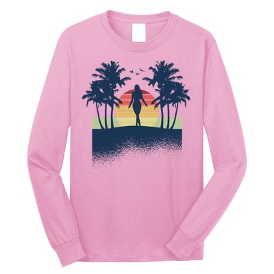 Retro Sunset Tropical Vacation Long Sleeve Shirt