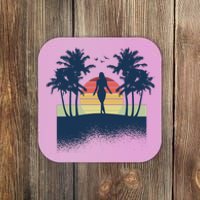 Retro Sunset Tropical Vacation Coaster