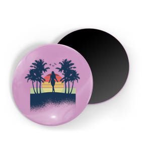 Retro Sunset Tropical Vacation Magnet