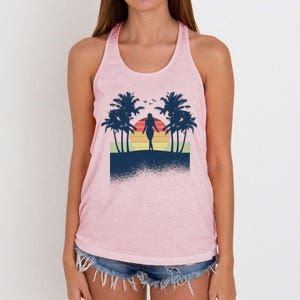 Retro Sunset Tropical Vacation Women's Knotted Racerback Tank