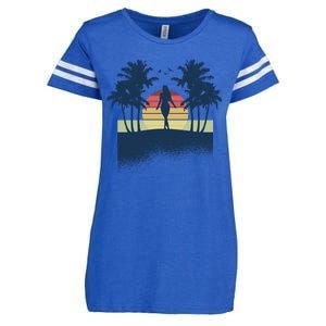 Retro Sunset Tropical Vacation Enza Ladies Jersey Football T-Shirt