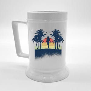 Retro Sunset Tropical Vacation Beer Stein