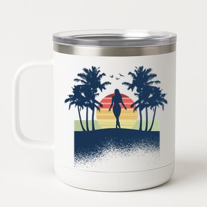 Retro Sunset Tropical Vacation 12 oz Stainless Steel Tumbler Cup