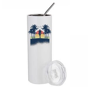 Retro Sunset Tropical Vacation Stainless Steel Tumbler