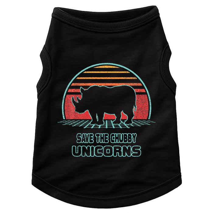 Rhino Save The Chubby Unicorns Retro 80s Style Funny Doggie Tank