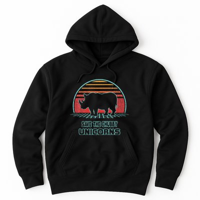 Rhino Save The Chubby Unicorns Retro 80s Style Funny Hoodie
