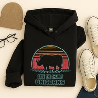 Rhino Save The Chubby Unicorns Retro 80s Style Funny Hoodie