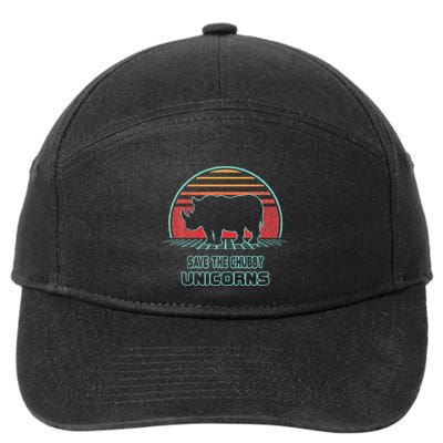 Rhino Save The Chubby Unicorns Retro 80s Style Funny 7-Panel Snapback Hat