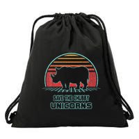 Rhino Save The Chubby Unicorns Retro 80s Style Funny Drawstring Bag