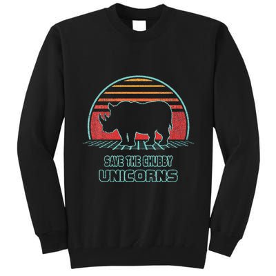 Rhino Save The Chubby Unicorns Retro 80s Style Funny Tall Sweatshirt